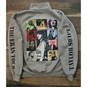 Taylor Swift Eras Tour Gray Quarter Zip Sweatshirt Limited Edition Small
